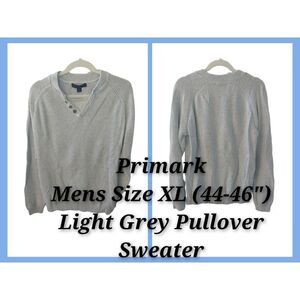 Primark Mens Size XL Light Grey Knit Pullover Sweater.